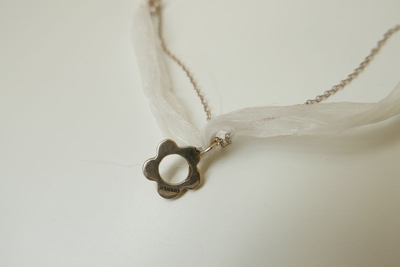 Silver925 flower organza silk necklace
