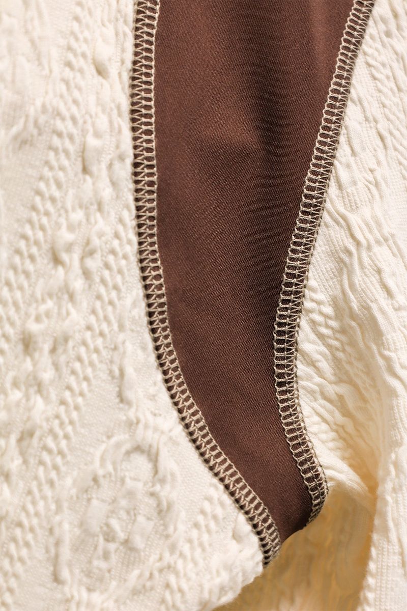 AIR CABLE KNIT HALF 2WAY ZIP UP JACKET-ECRU SIENNA
