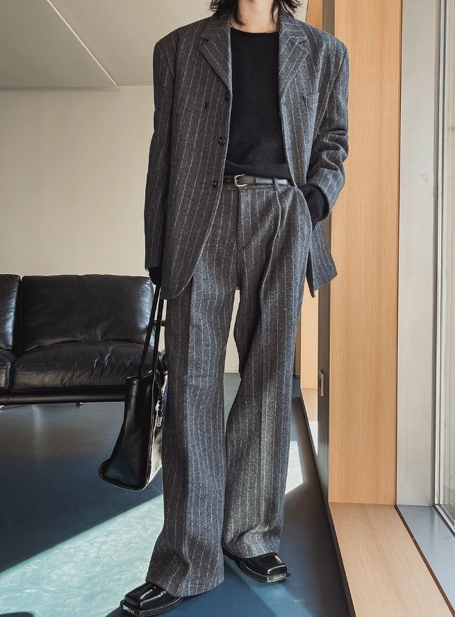 Ovening Stripe Wool Slacks