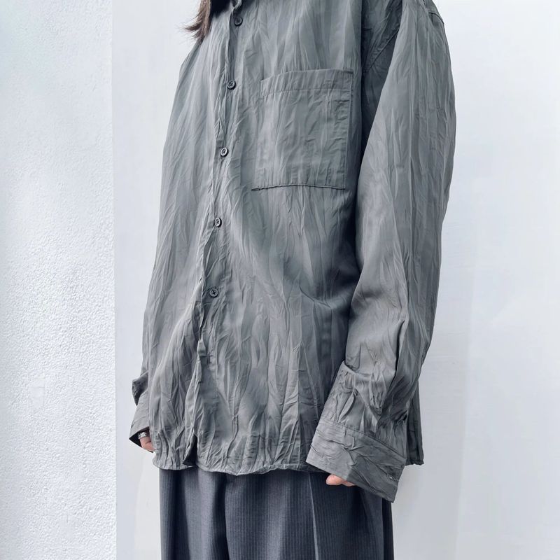 Pleated Texture Drop-Shoulder Shirt