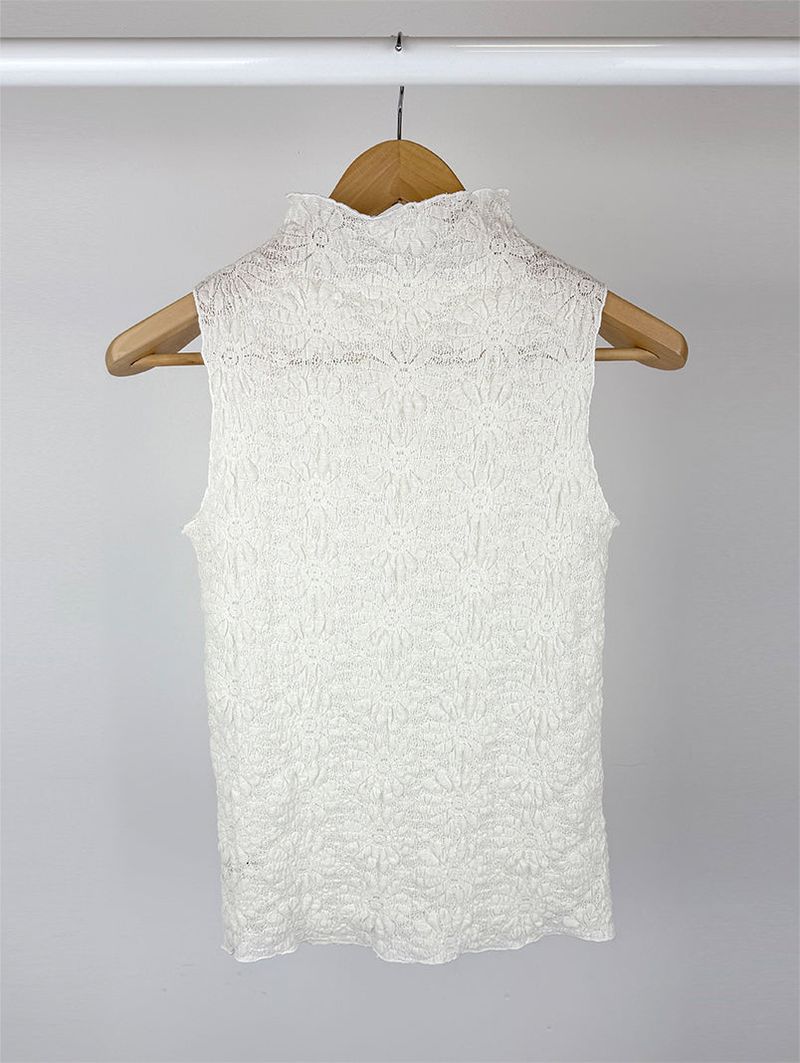 FLOWER LACE HALF-NECK SLEEVELESS (3C)