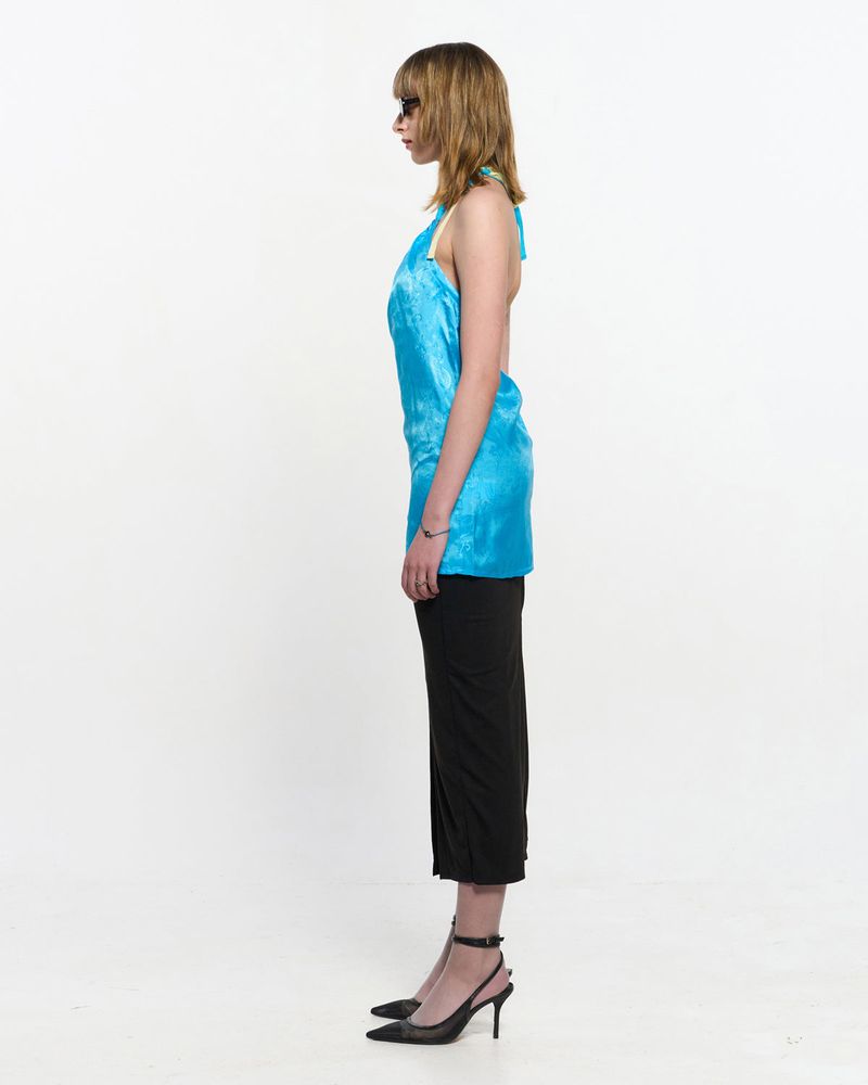 Shirring Layered Slit Skirt _ BLACK
