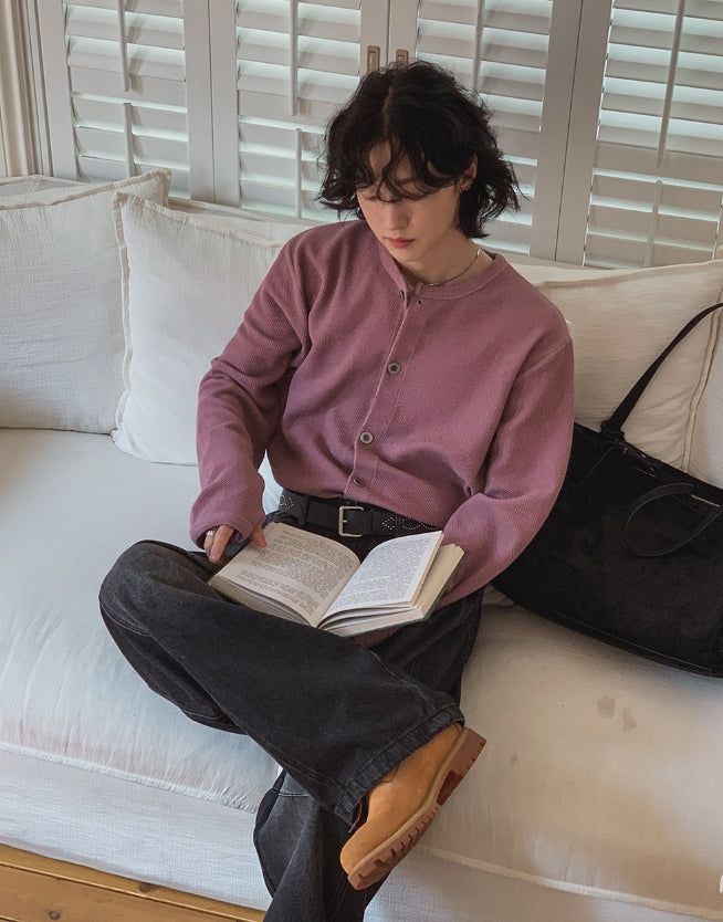 Cinder Pigment Waffle Warmer Cardigan
