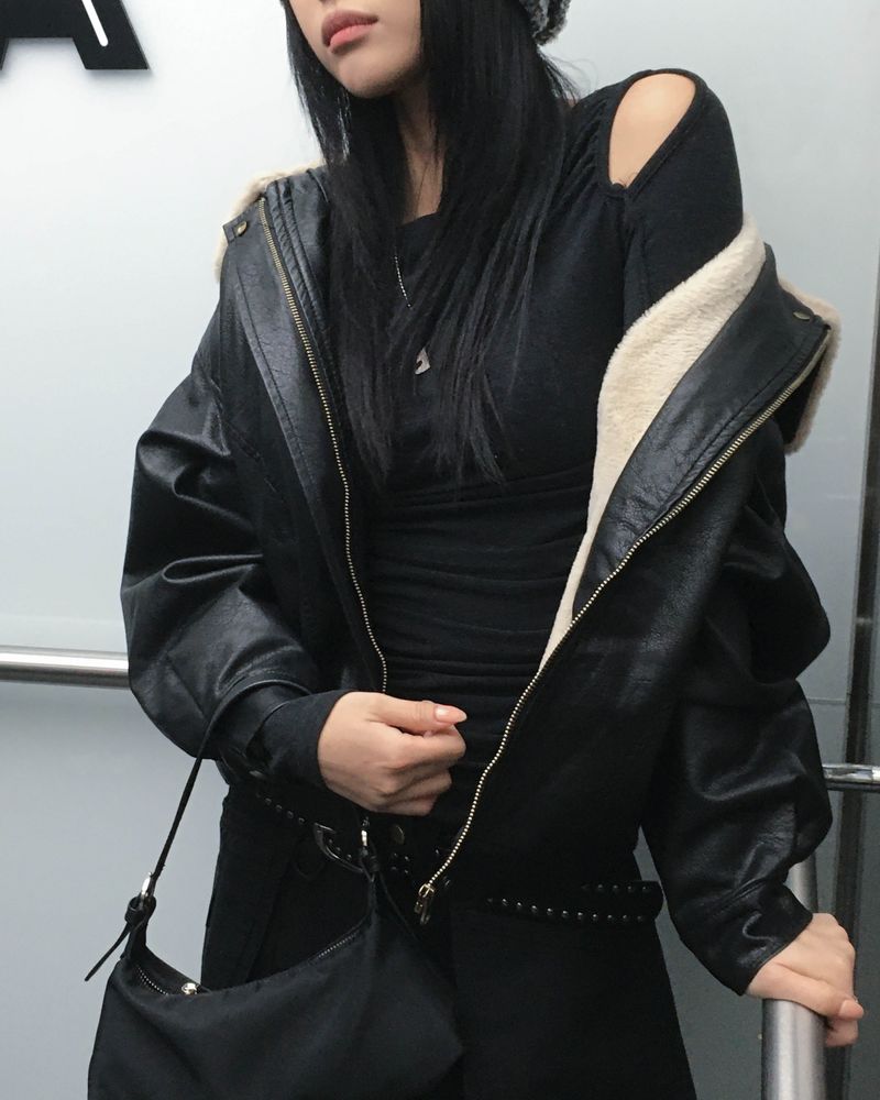 Vintage fur leather jacket