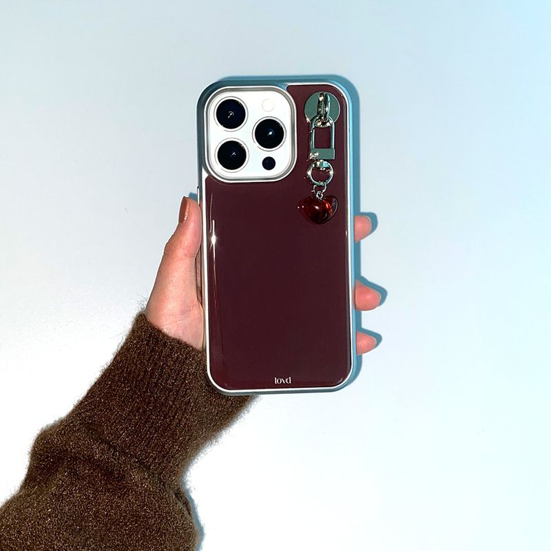 [MADE] BROWN PHONE CASE (epoxy silver bumper)