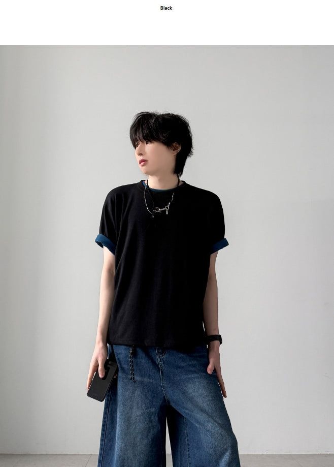 YOURNUS（ユアナス）の「[1+1] Crop Layered Half Sleeve（Tops）」