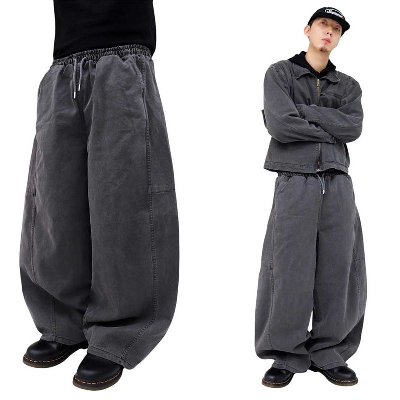 Wide Pigment Seamed Balloon Pants