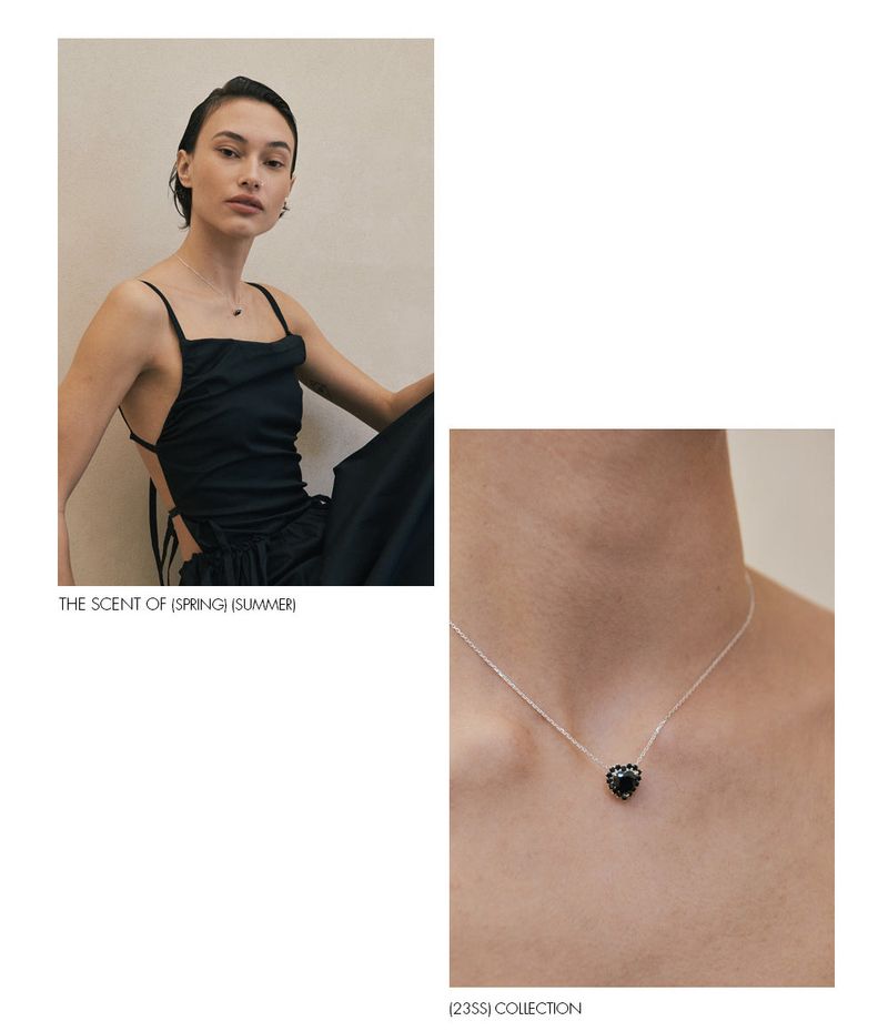 Crystal Heart Necklace (Black)