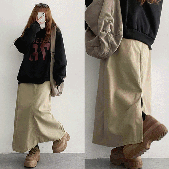 hijjoo（ハイチュー）の「Cone Back Slit Cotton Long Skirt（Skirts）」