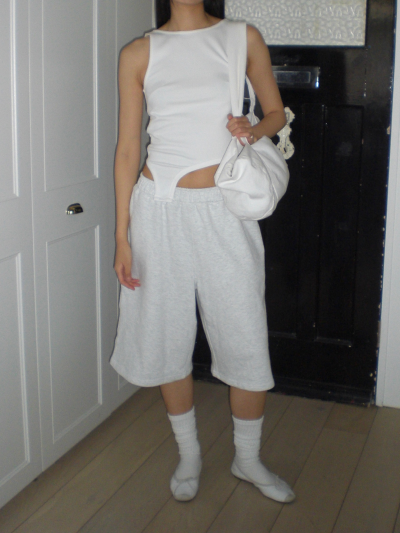 Bermuda sweat pants [White melange]
