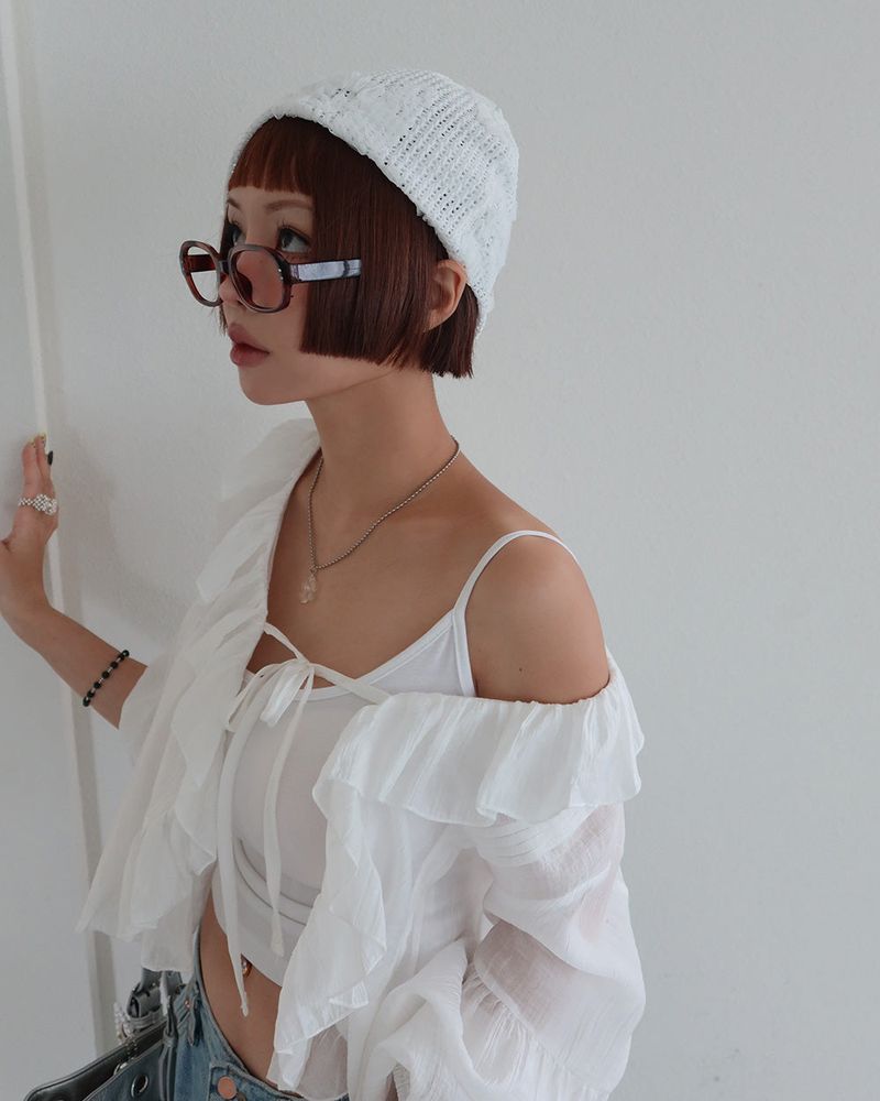 frill bolero cardigan blouse