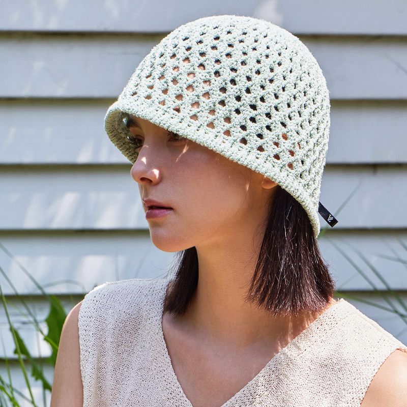 VZ Long Label Punching Knit Bucket Hat / Green