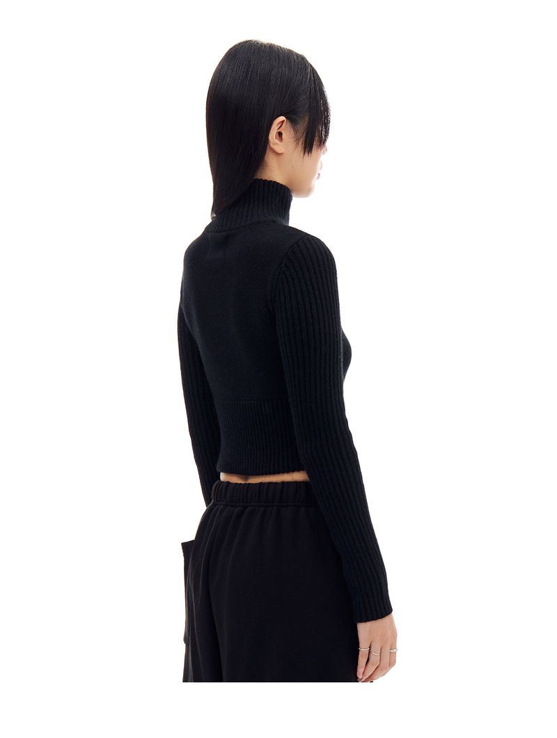 KNIT ZIP-UP CARDIGAN (BLACK)