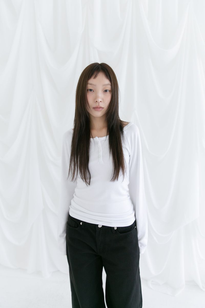 4 button deep neck long top(4colors)