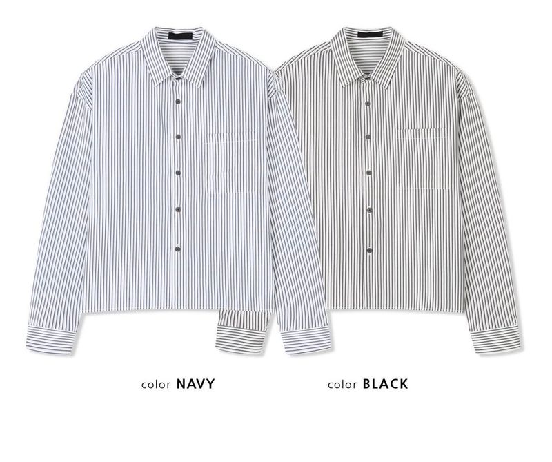 Minimalist Fine Striped Cropped Shirt