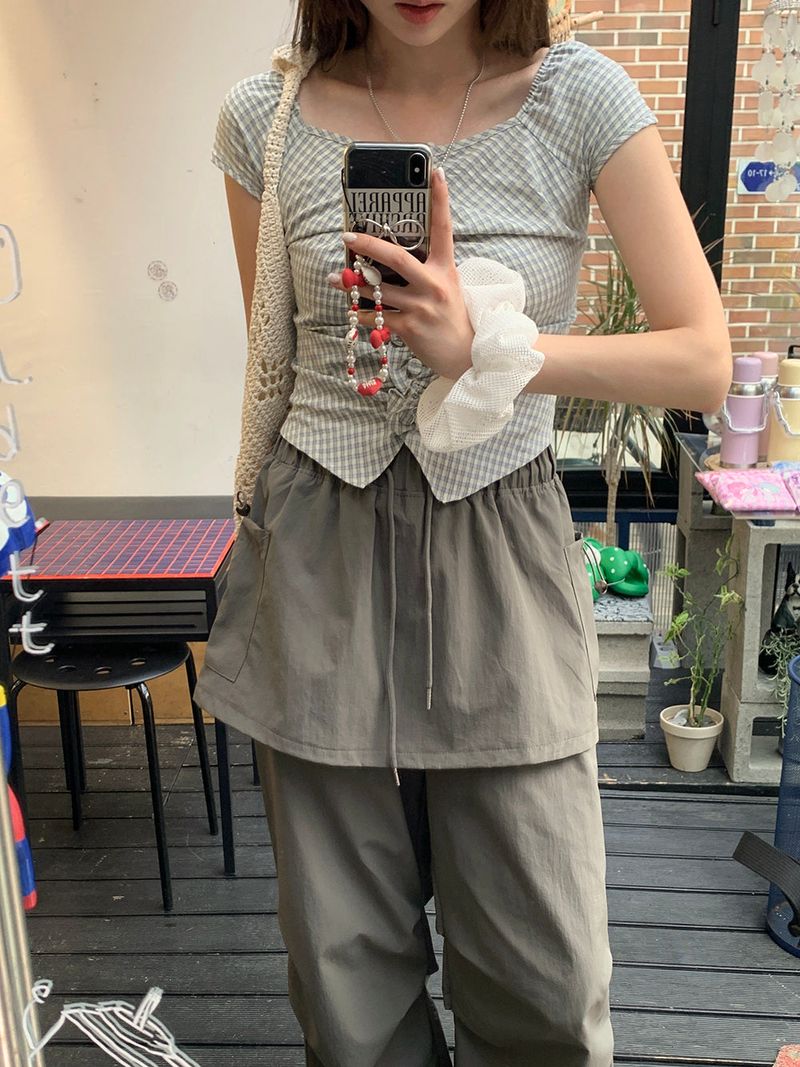 [MADE] Kaen Nylon Layered Skirt Banding Pants
