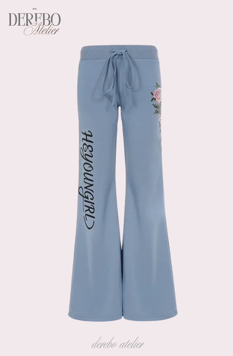 Blue Rose Semi-Flare Long Pants