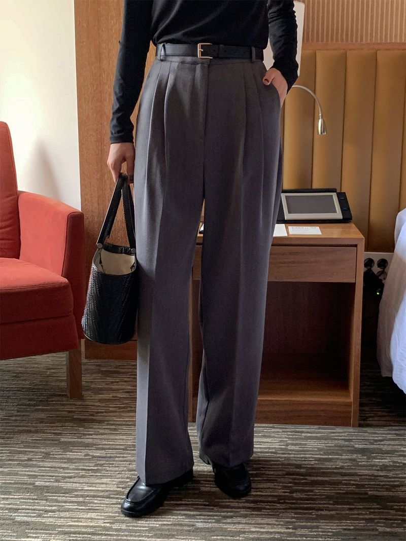 luch wool pintuck wide slacks