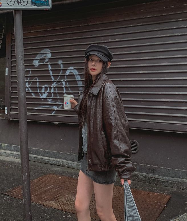 One de lock patch embroidery leather jumper