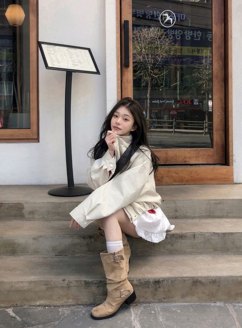 Shirring Buckle Middle Boots (2color)