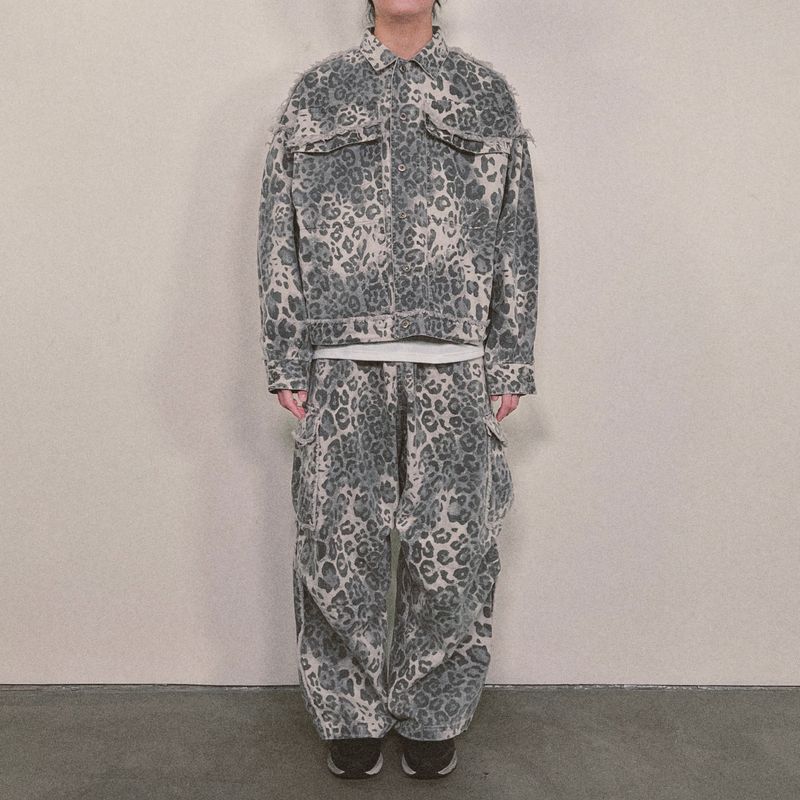 leopard grunge wide pants_grey