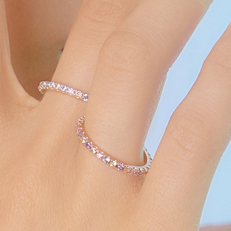 [S925] 2MM Pastel Tennis Rilng (rosegold)