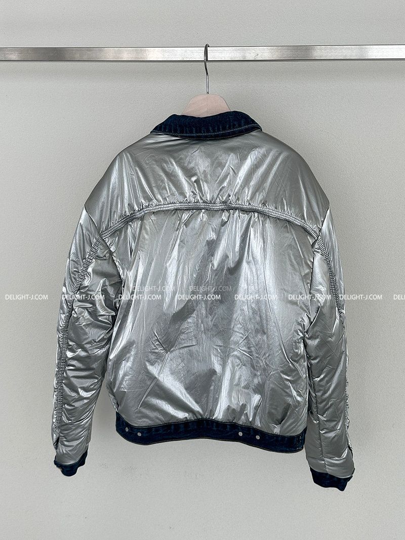 Double-sided reversible denim padded coat