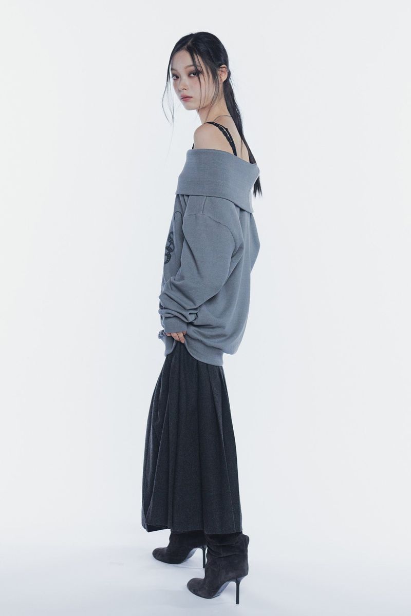 SPELL OFF-SHOULDER SWEATSHIRT charcoal