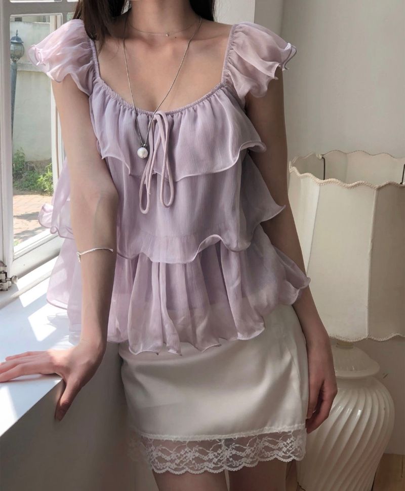 cloudemotion（クラウドエモーション）の「dewy three - frill chiffon bl（Tops）」