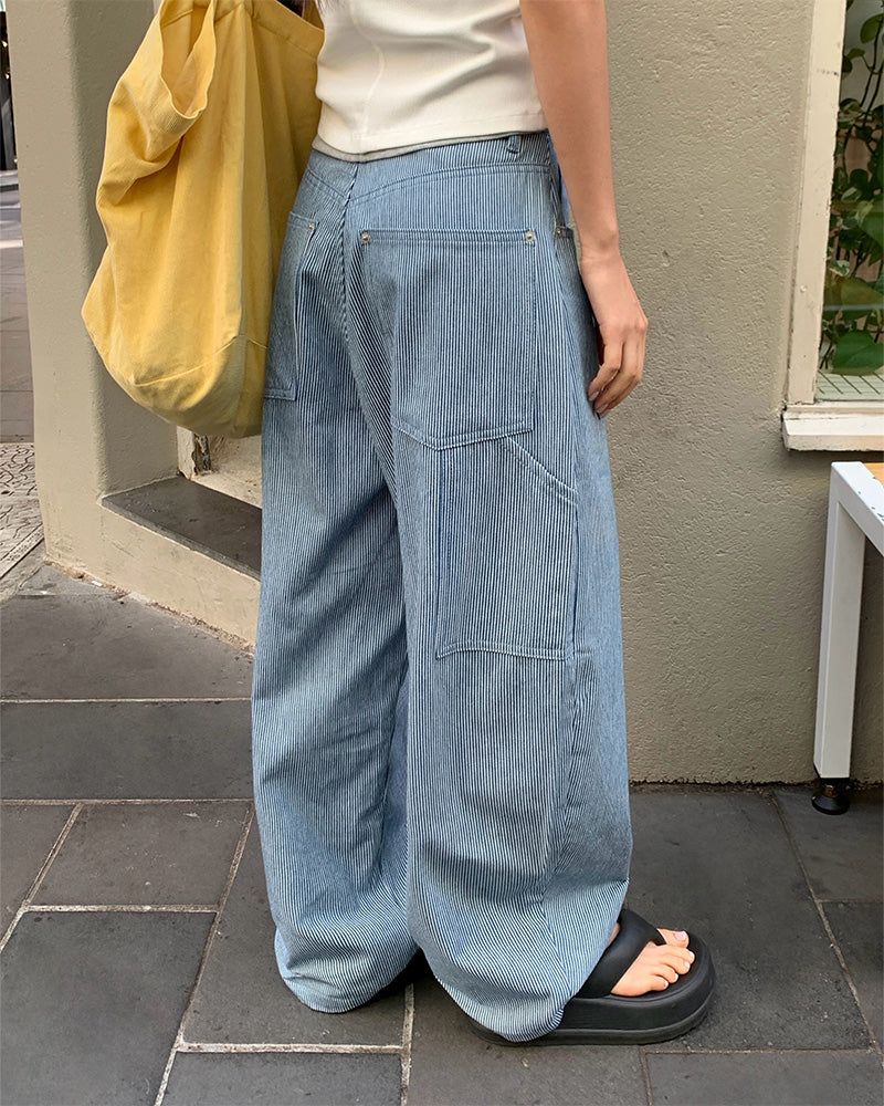 [ORIGINAL] Roti Stripe Balloon Carpenter Pants
