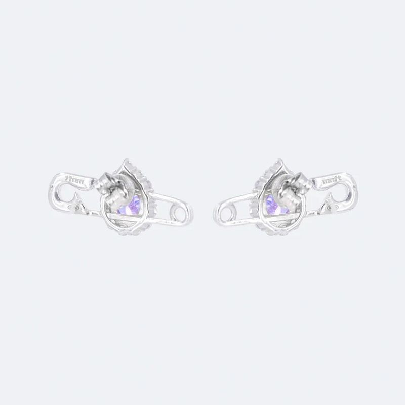 COCKTAIL SAFETY-PIN EARRINGS (Violet)
