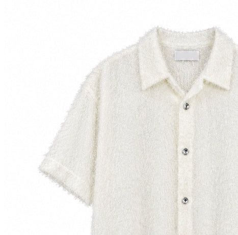 Robin Hairy Collared Short Sleeve Cardigan