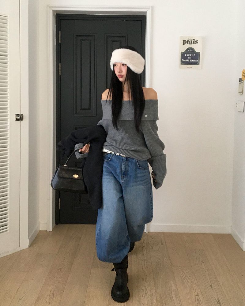 [ORIGINAL] DARE Off-Shoulder Rib Knit