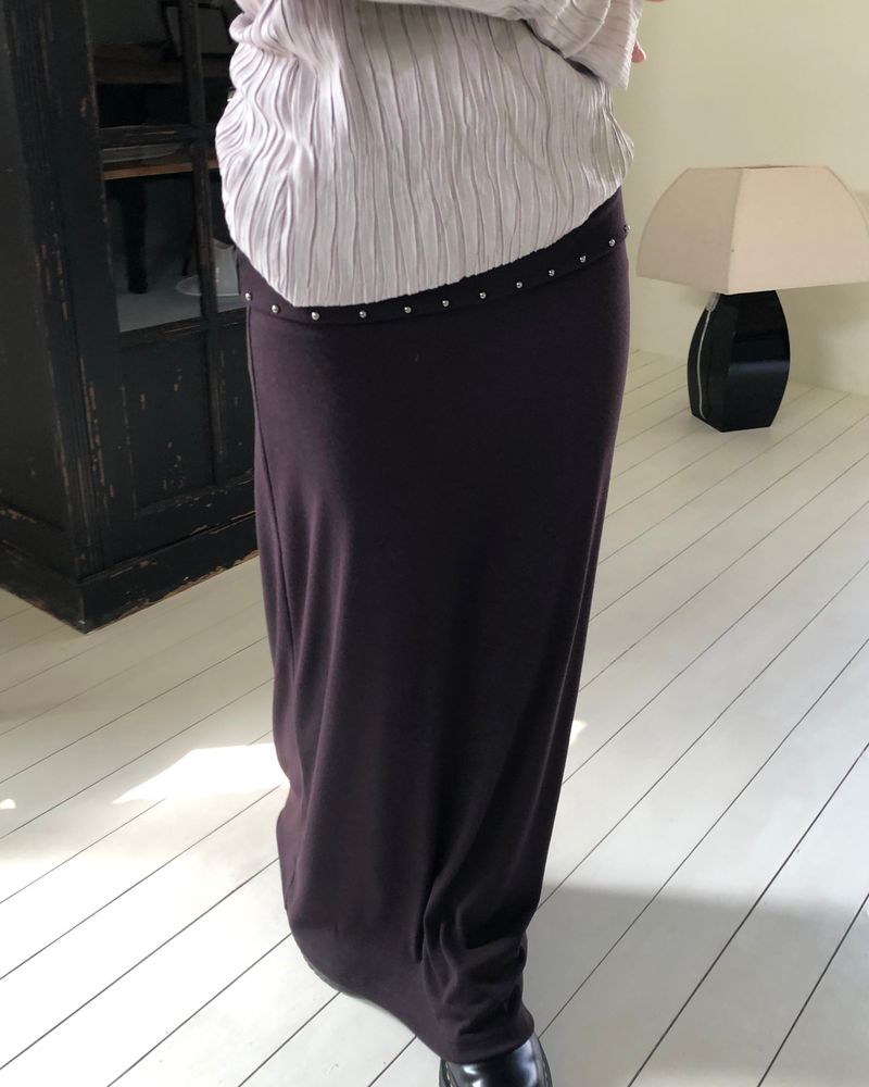 Shuden Stud Maxi Long Skirt