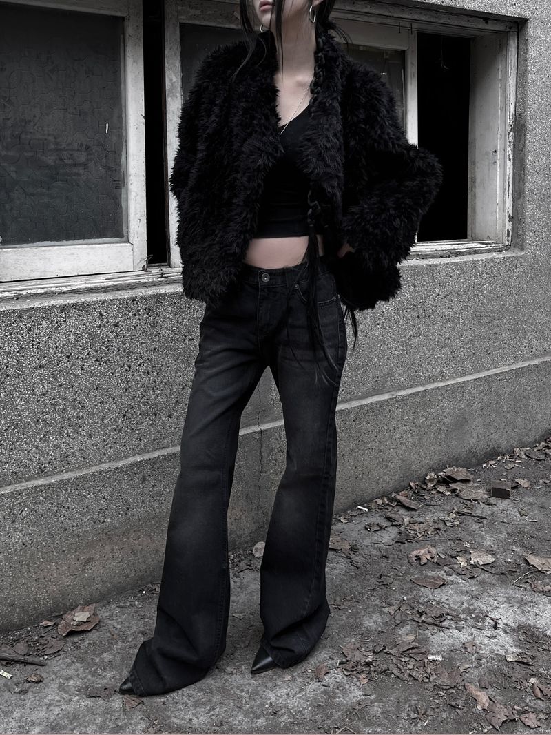 dark semi low-rise bootcut denim