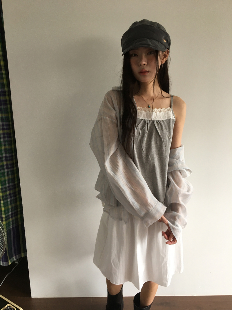 Marine button midi skirt (3color)