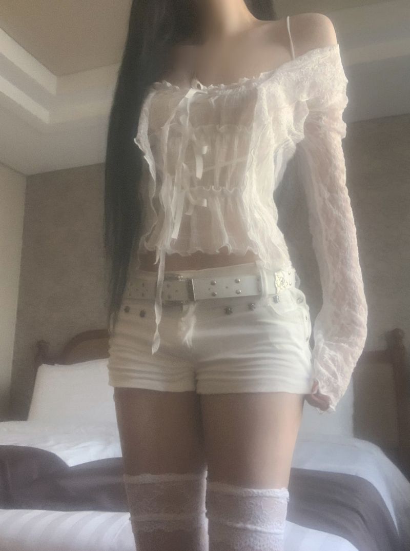 Bonir Shirring Lace Top (white)