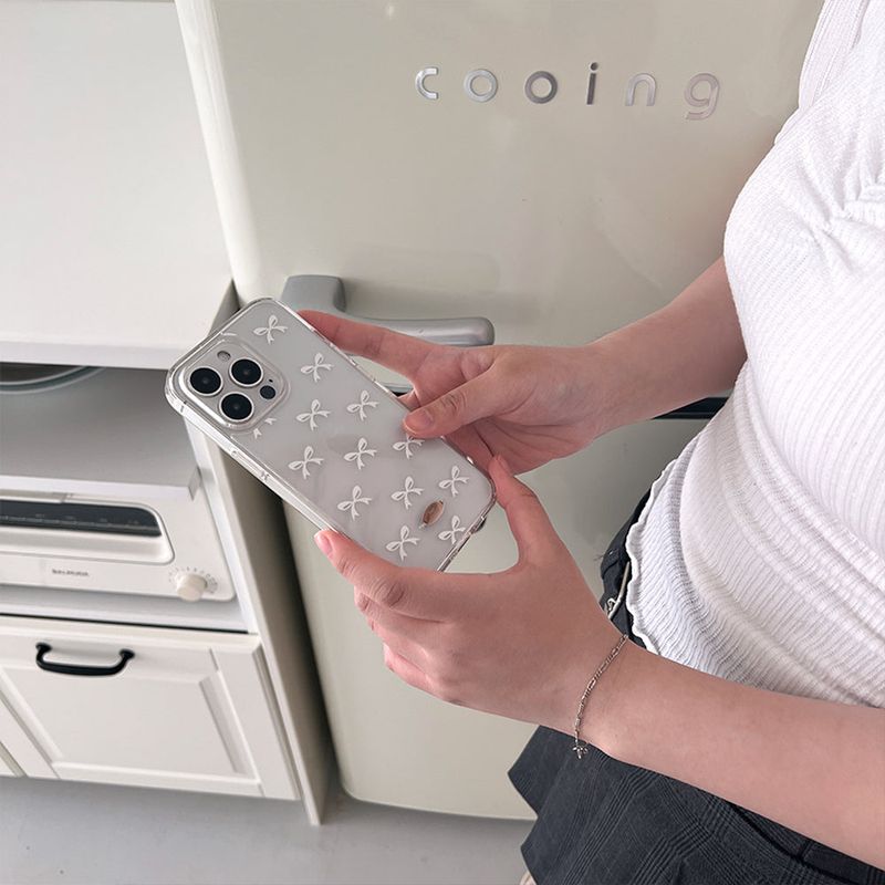 Pure white bow jelly hard case (clear)
