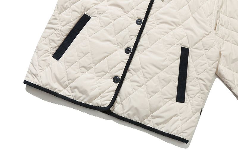 RIBBON TIE QUILTING JACKET_OATMEAL