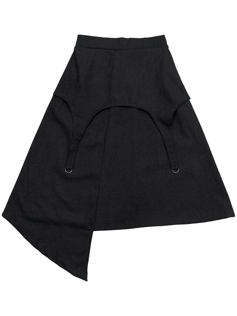 dust D-ring asym midi skirt (2color)