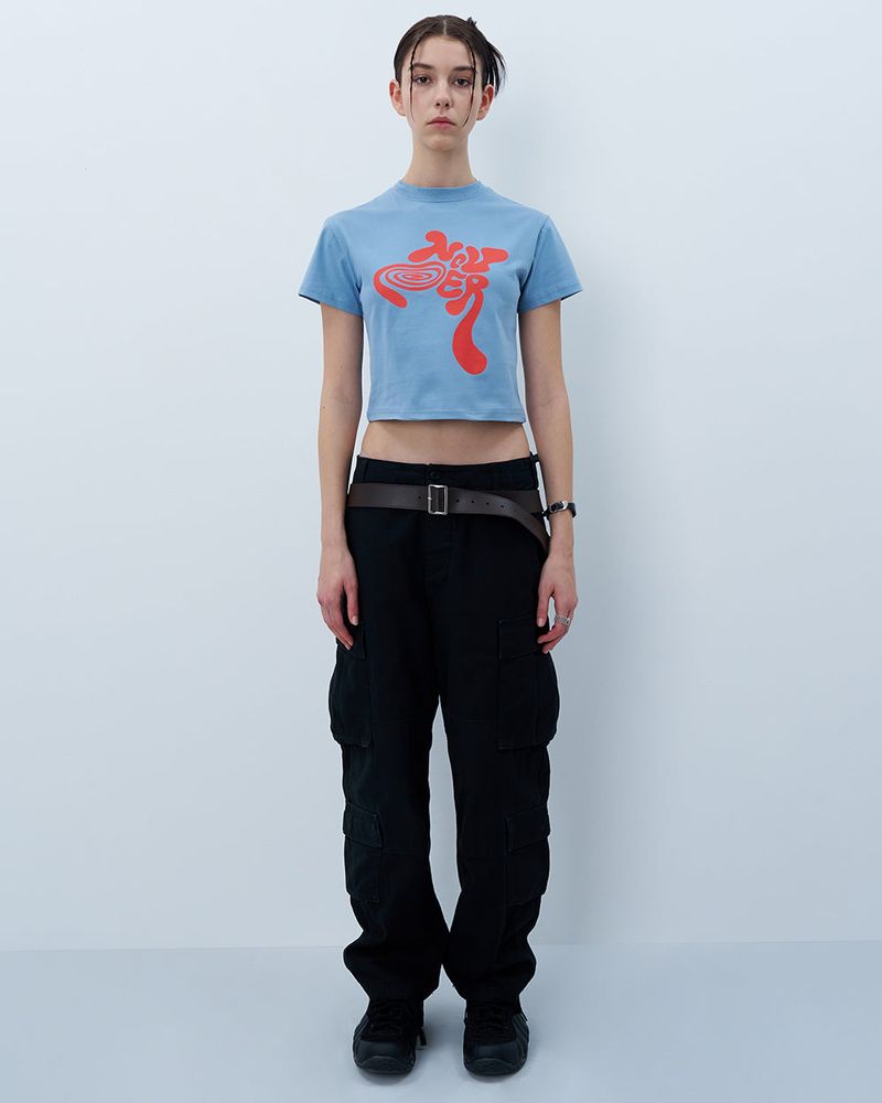 TWISTED LOGO CROP TSHIRT-BLUE