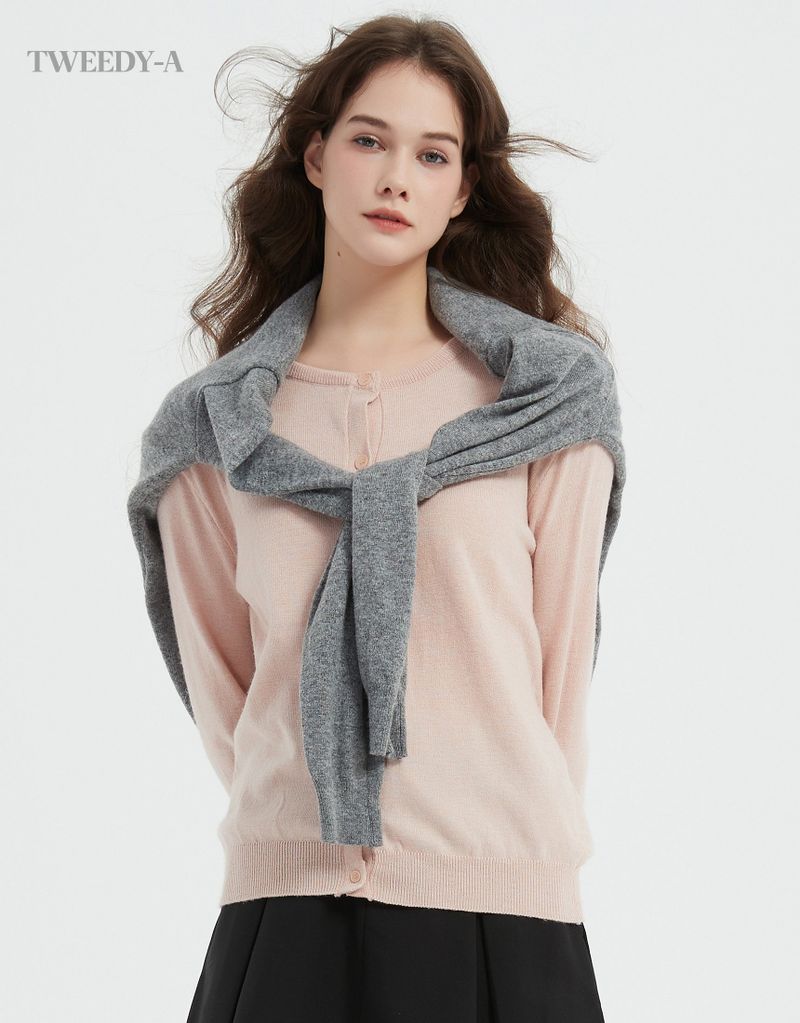 Basic Cashmere Mixed Round Cardigan 6 Colors