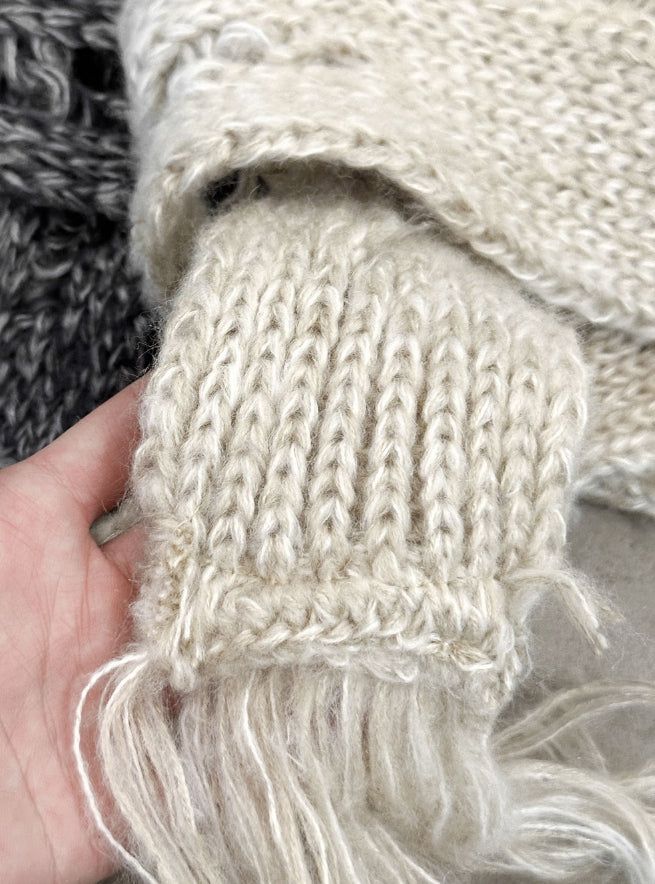 Bocashi Damage Knit Slim Long Muffler