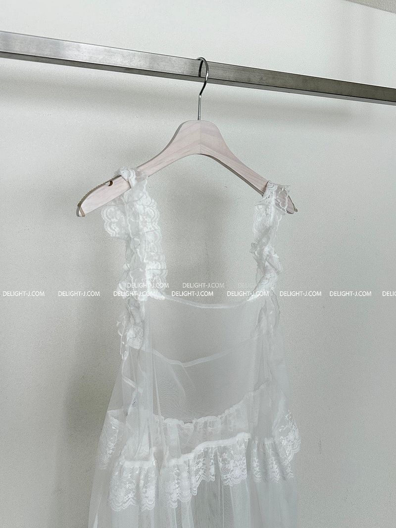 see-through layered frill mini dress