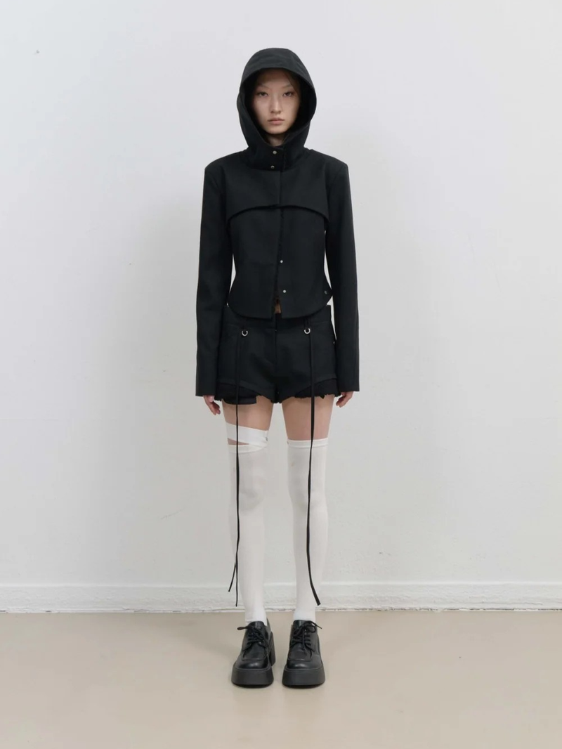 Layered Bolero Wool Jacket / Black