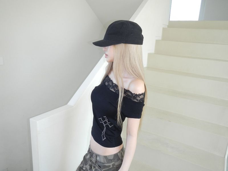 notre cross off lace top(2 color)