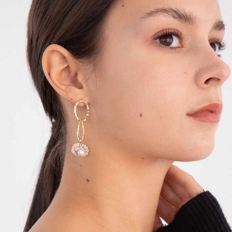 MerryMotive(メリーモチーブ)の「Oval link knit pendant drop earring(Accessories)」