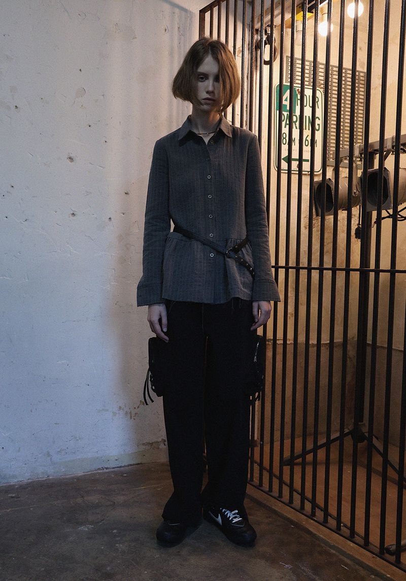 VINTAGE SHIRRING SHIRT_CHARCOAL