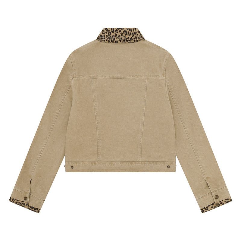 Cleo Leopard Trim Denim Jacket