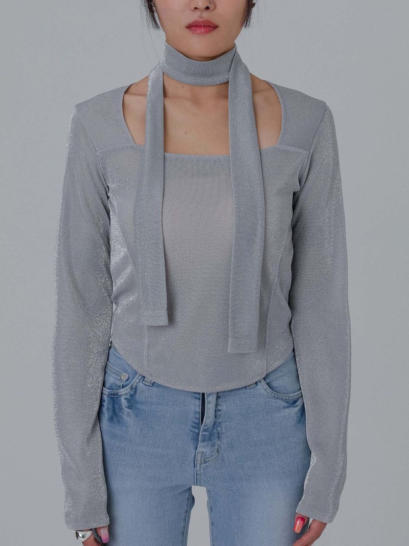 DILETTANTISME（ディレッタンティズム）の「METAL SQUARE NECK scarf T (SV)（Tops）」